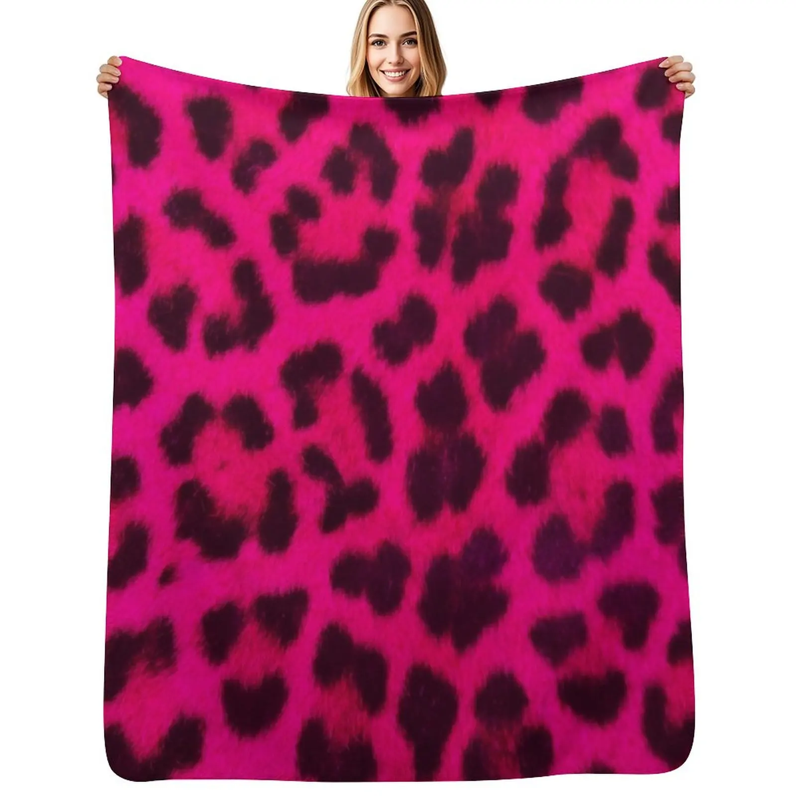 

Leopard Print - Pink Throw Blanket Luxury Loose Soft Beds Polar Blankets
