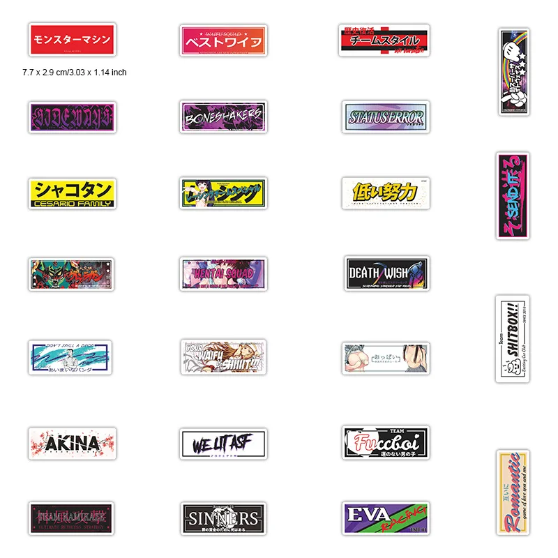 Impermeável Anime Graffiti Adesivos, Japão JDM, Carro de corrida, Laptop, Motocicleta, Carro, Bicicleta, Skate, Bagagem, Brinquedos de decalque, 10 Pcs, 30 Pcs, 50Pcs