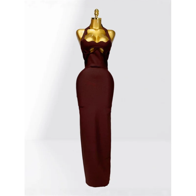 New Arrival Women Dress Sexy Low-cut Hollow Out Bodycon Bandage Dress fashion Hot Party Performance Dress