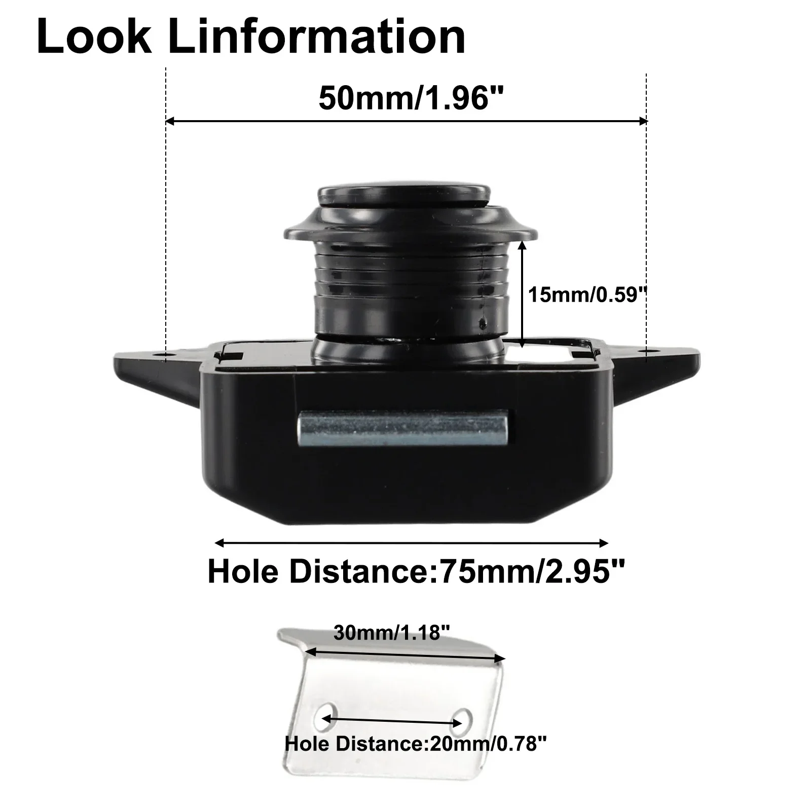 Home Renovation Button Catch Lock 1 Pcs Black Brand New High Quality Hot New 15mm-18mm New Type With Handle Button Type Ship