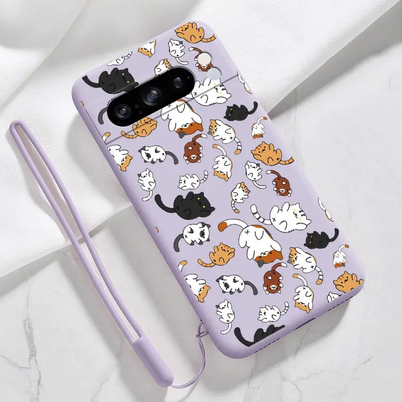 Pixel 8Pro Lively Kitty Bracelet Silicone Phone Case For Google Pixel 8Pro 8 8A 5 3XL 3A 4 4A 5 9 9Pro 6 6A 7 7A 9ProXL Cover