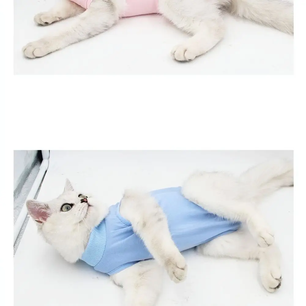 Breathable Pet Cat Recovery Suit Cotton Surgery Vest Anti Licking Spay Neuter Protective Apparel For Healing