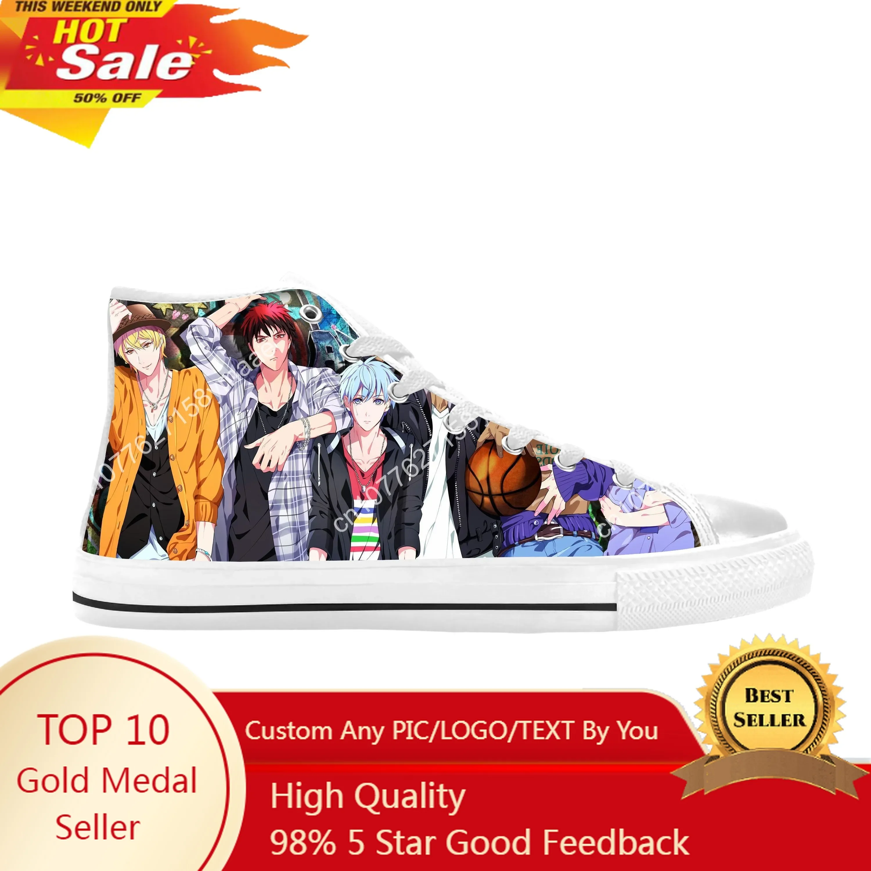 

Japanese Anime Manga Kuroko No Basket Basketball Casual Cloth Shoes High Top Comfortable Breathable 3D Print Men Women Sneakers