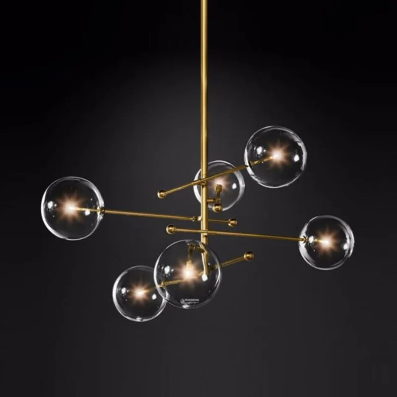 

Modern Glass bubble chandelier lighting LED Dining Shopping mall Bar hanglamp Black/Bronze Kitchen Chandelier Pend light fixture