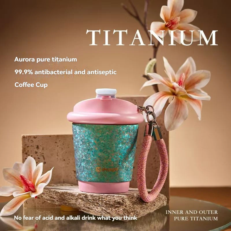 220ML Fashion Mini Pure Titanium Thermal Mug Insulated Cup Office and Home Tumbler Outdoor Sports Water Bottle Coffee Cup Women