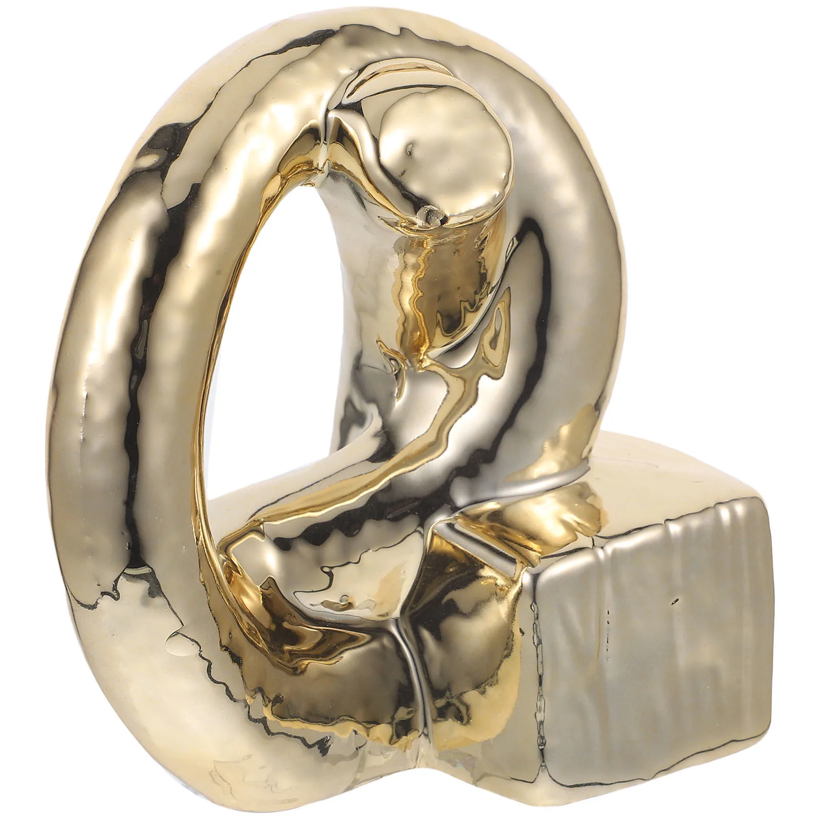 

Ceramic Loop Knotting Statue Golden Exquisite Adornment Meticulous Detail Room Dressing Table Desktop Decor