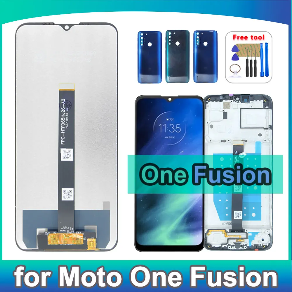 Pantalla LCD de 6.5 Pulgadas para Motorola Moto One Fusion, Panel Táctil Digitalizador con Marco para Moto One Fusion XT2073
