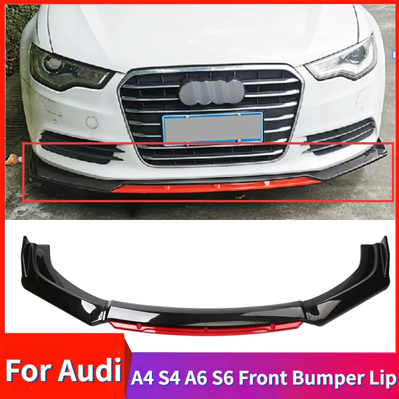 

Car Front Bumper Lip for Audi A4 S4 A6 S6 B6 B7 Chin Spoiler Splitter Diffuser Kit Universal Accessories Guard Protector Cover