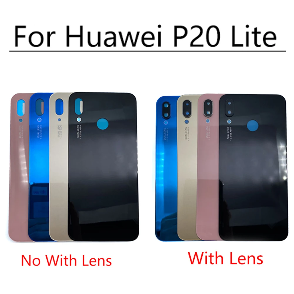 NEW Back Glass Rear Cover With Adhesive For Huawei P20 Lite Battery Door Housing Case back cover With Camera Glass Lens P20 Lite