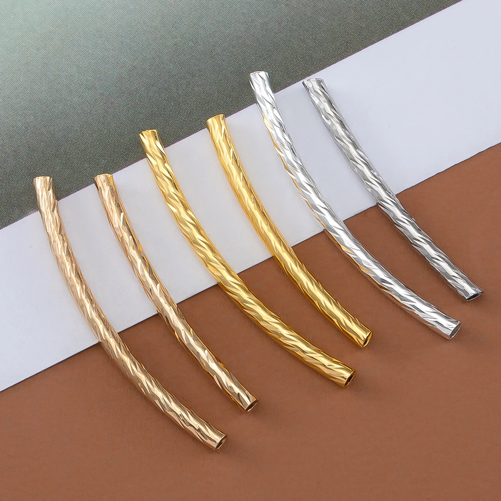 100pcs 25/30mm Stripe Curved Copper Tube Connectors for DIY Jewelry Making Bracelet Necklace Components