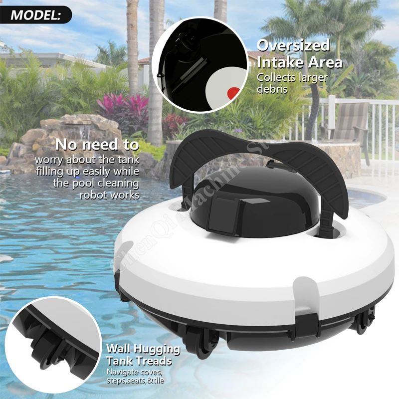 Limpiador de piscinas inalámbrico, limpiador de piscinas robótico inalámbrico, aspiradora de piscina, motores duales, piscinas de suelo plano de estacionamiento automático