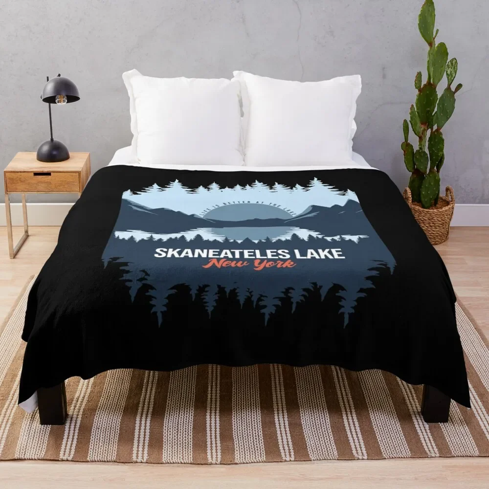 

Skaneateles Lake New York Lake With Mountain And Pine Tree Throw Blanket Sofa Throw decorative Bed Blankets