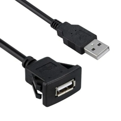Imagen 1 del producto Cable de extensión de montaje empotrado para coche, accesorio de 1m, USB 2,0 A macho A hembra, para furgoneta y salpicadero