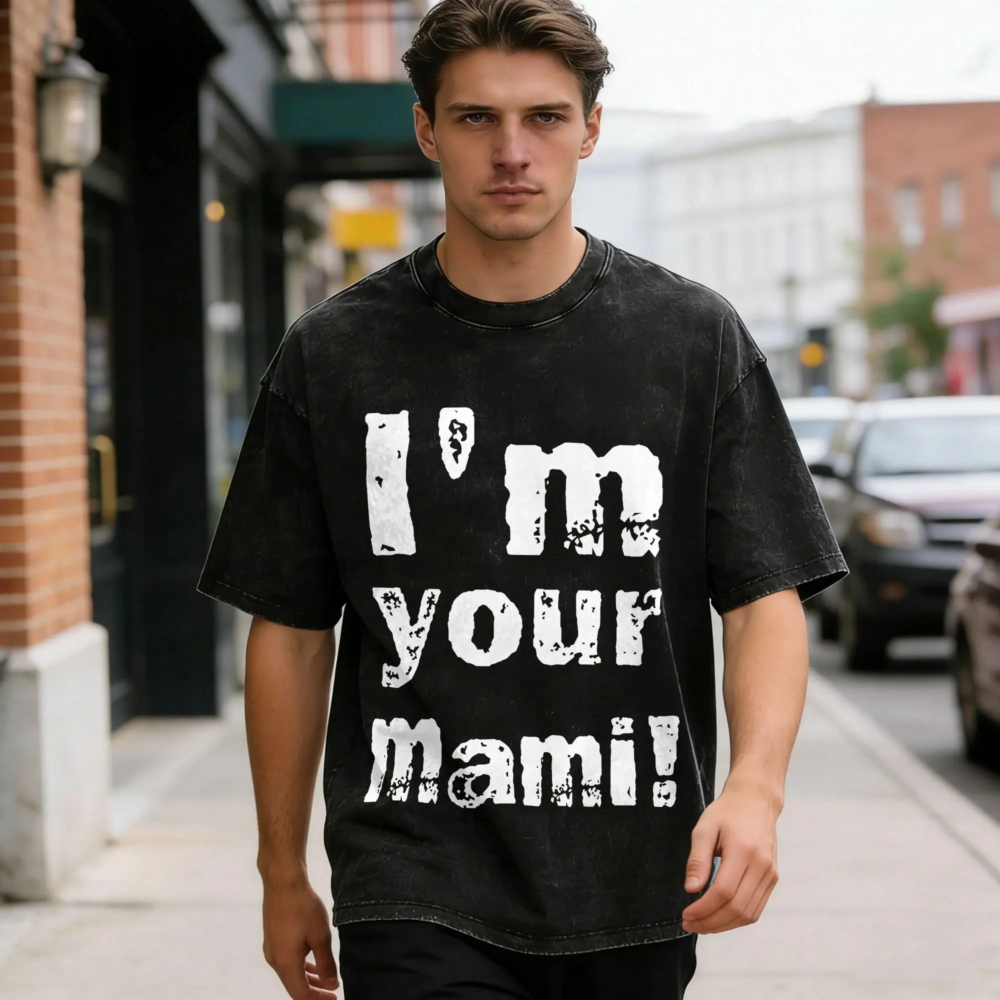 Camiseta masculina Rhea Ripley, camisetas lavadas, novidade, I'm Your Momi! Camisetas de verão, roupas de algodão soltas, estilo streetwear, presente de aniversário