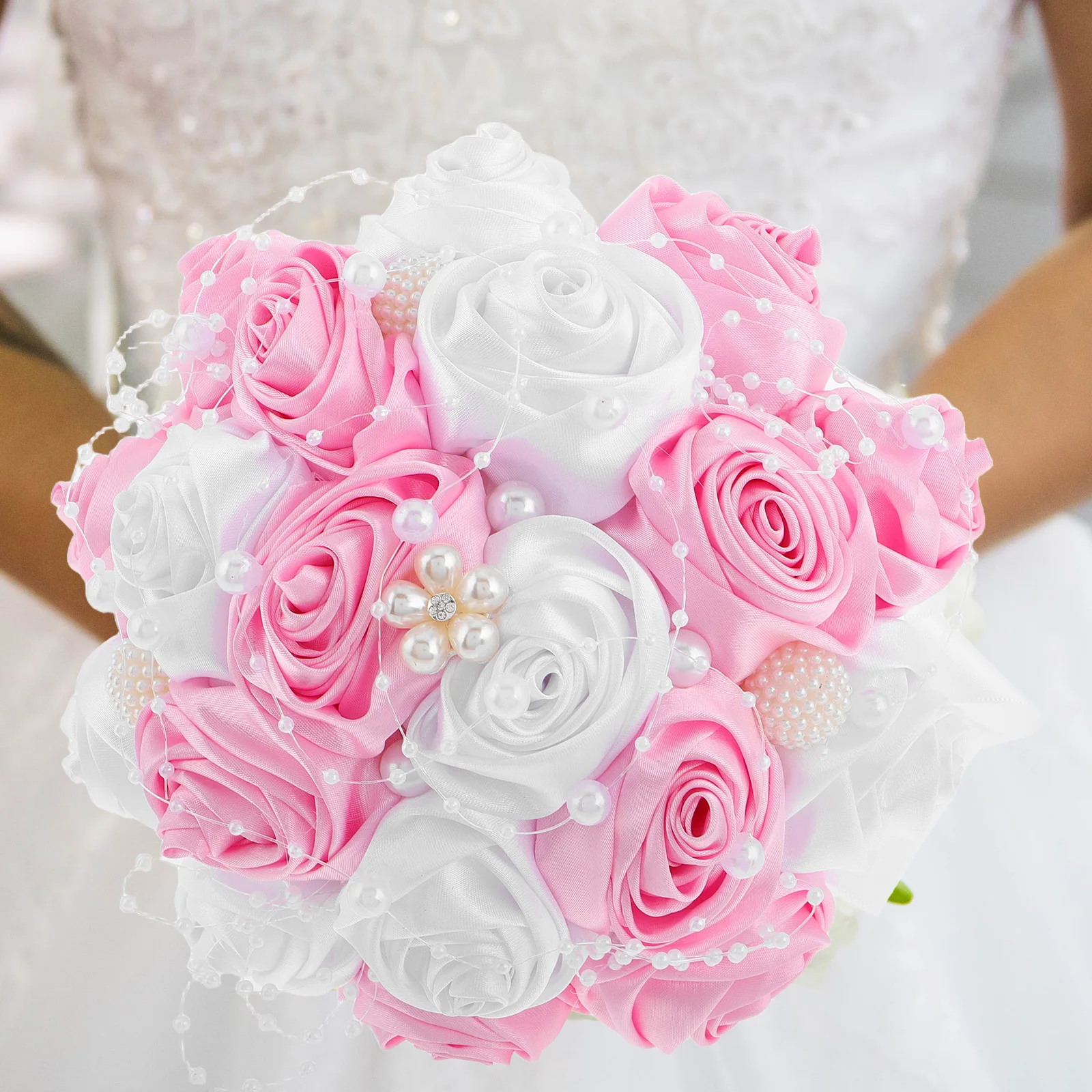 

Wedding Bouquet Bride Bouquets for Artificial Rose Bridesmaids Bridal Cloth Flowers Satin