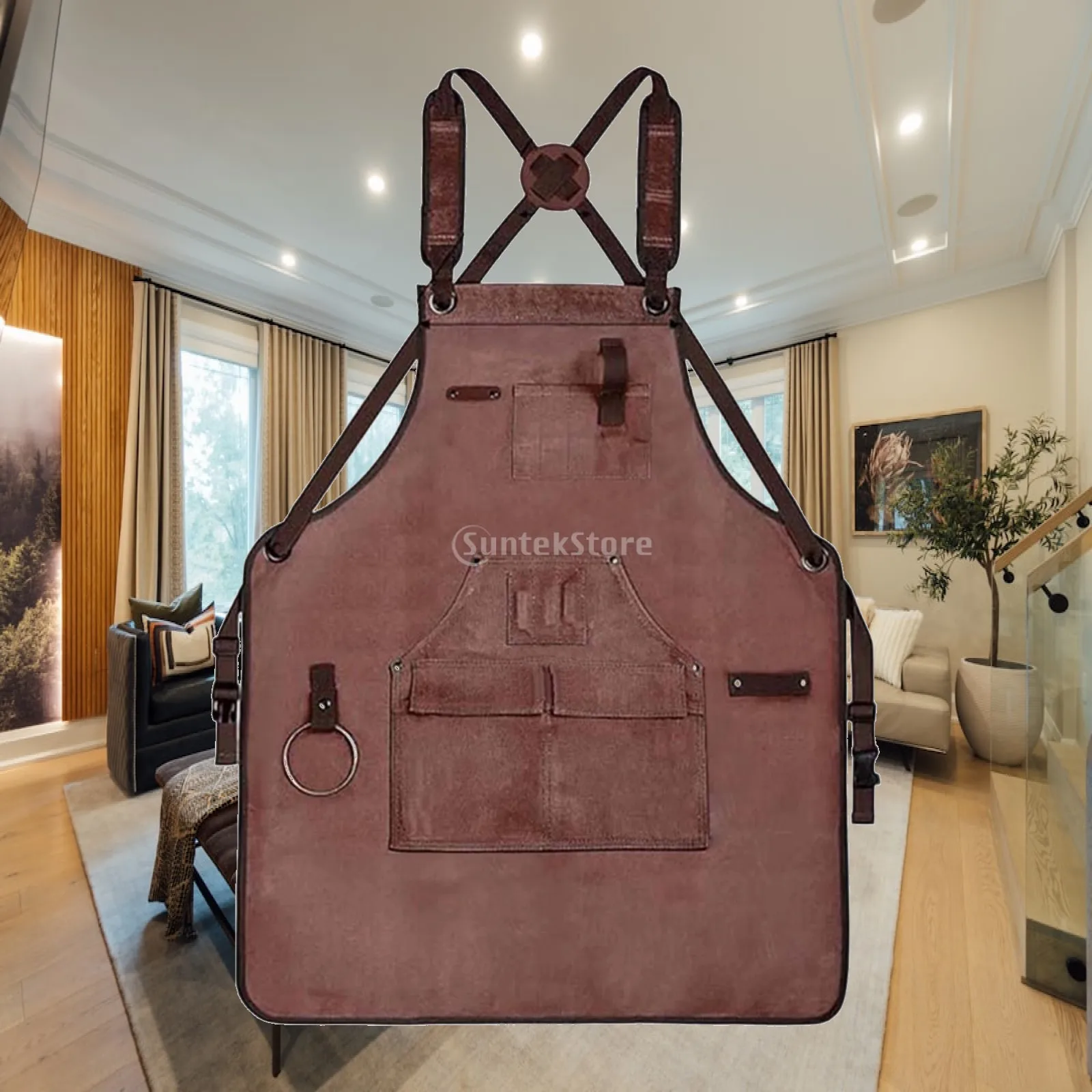 Heavy Duty Canvas Work Apron with 9 Tool Pockets for Woodworking Carpenter Blacksmith Workshop Garage DIY Men Dad Gift