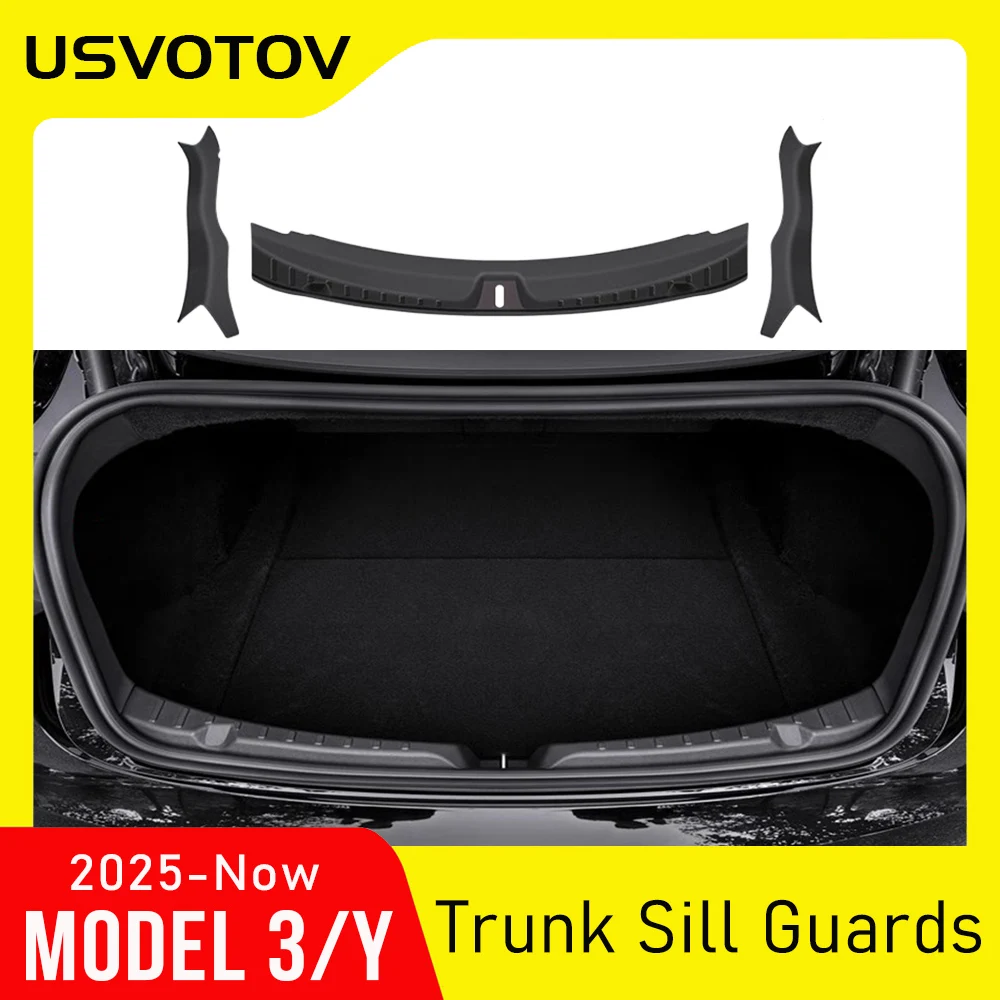 Protetor de Soleira do Porta-Malas Traseiro e Protetores de Para-choque para Tesla Model 3 e Model Y Juniper 2025 2026 - Acessórios Premium de Performance