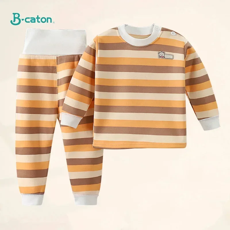 Conjuntos gruesos y cálidos de felpa para niños, ropa interior para niños, trajes de otoño e invierno, Tops de ropa interior para niños, pantalones