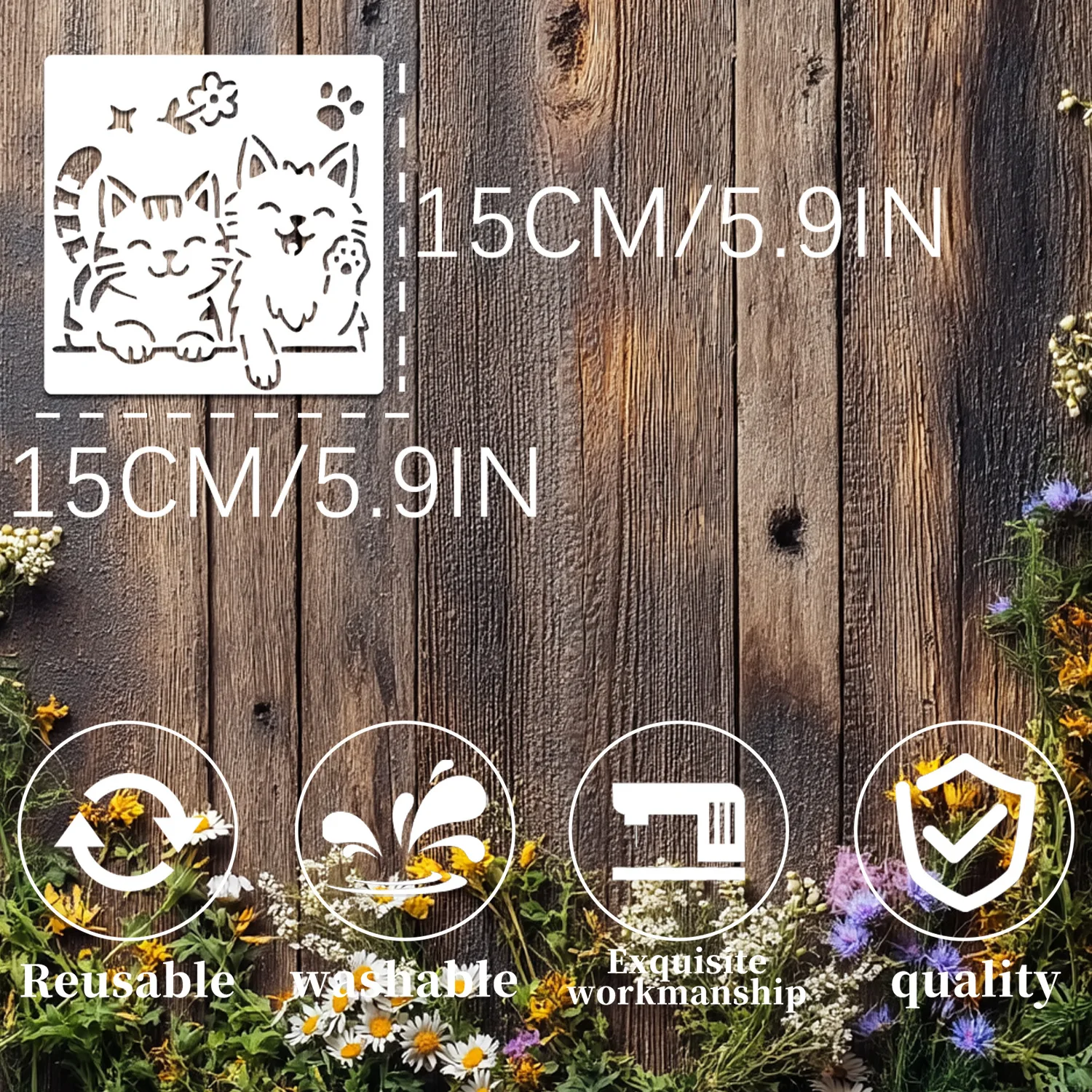 Cute Cartoon Cat Hollow Stencils for Children, DIY Tracing, Graffiti & Rubbing Templates for Wall, Home Decoration, Card Making