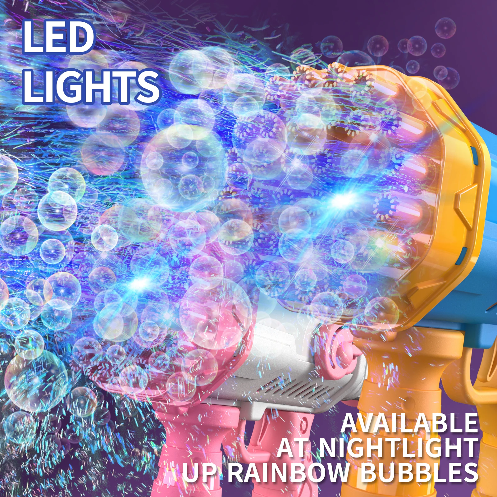 منفاخ فقاعات أوتوماتيكي 32 فتحة مسدس فقاعات الفضاء في الهواء الطلق ألعاب آلة الفقاعات للأطفال هدايا عيد الميلاد والهالوين