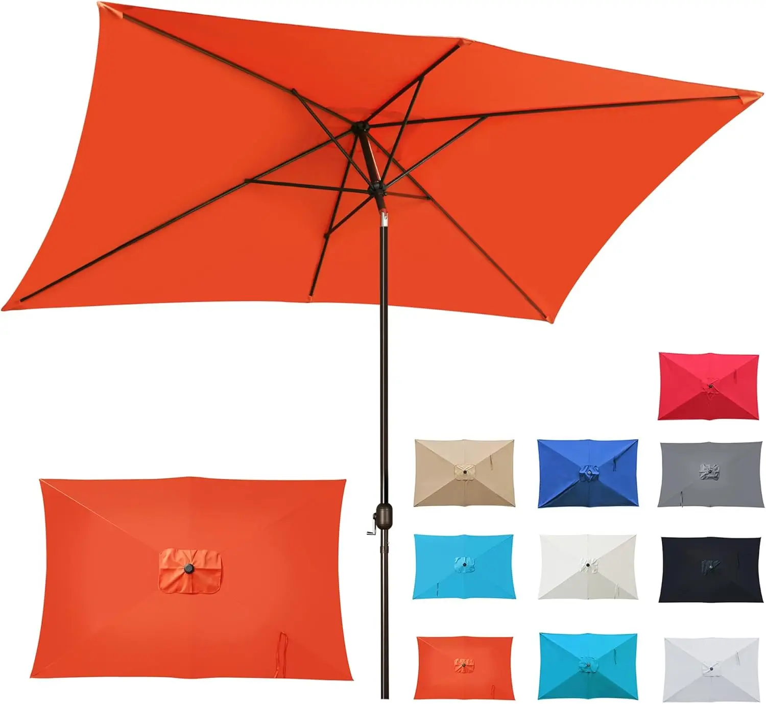 

Прямоугольный зонт для патио, зонт для уличной торговли с механизмом наклона и ручкой, уличный зонт для сада, террасы, заднего двора, бассейна и