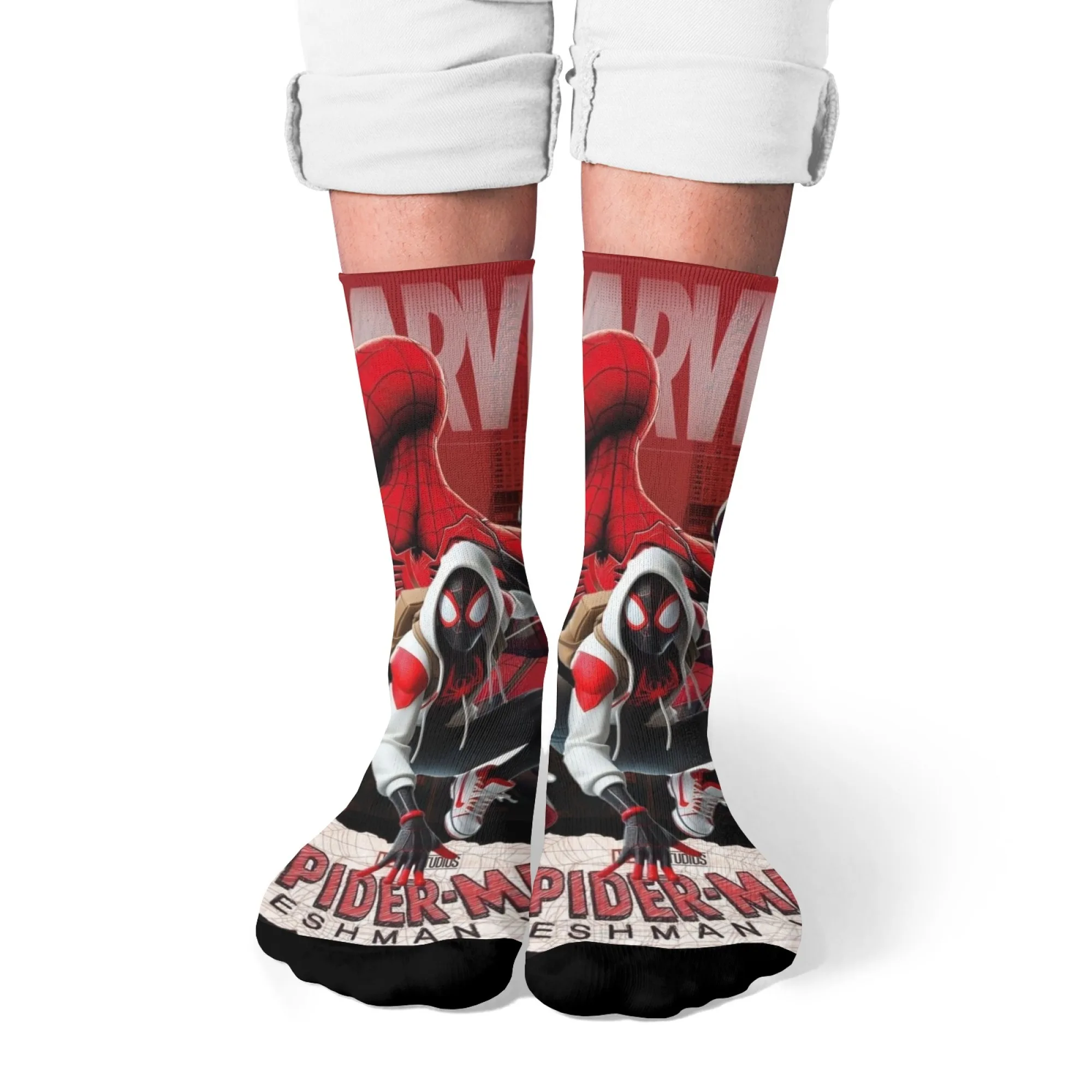 

Spiderman Print Men's Socks Novelty Harajuku Street Party Funny Hip Hop Compression Socks Soft and Comfortable Holiday Gift
