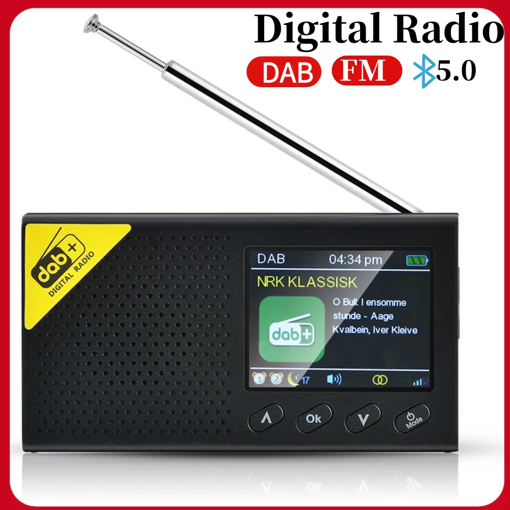 

DAB Receiver LCD Display Bluetooth 5.0 Digital Radio Stereo DAB FM Audio Player Receiver 2.4 inch LCD Display