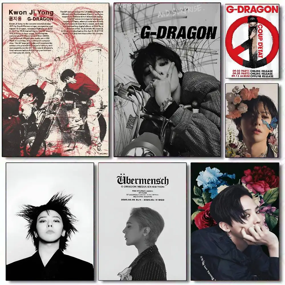 ملصق حائط فني عالي الدقة من Singer Hot Kpop G-G-Dragon مقاوم للماء بطباعة ذاتية اللصق. ديكور غرفة المنزل الجمالي لغرفة المعيشة