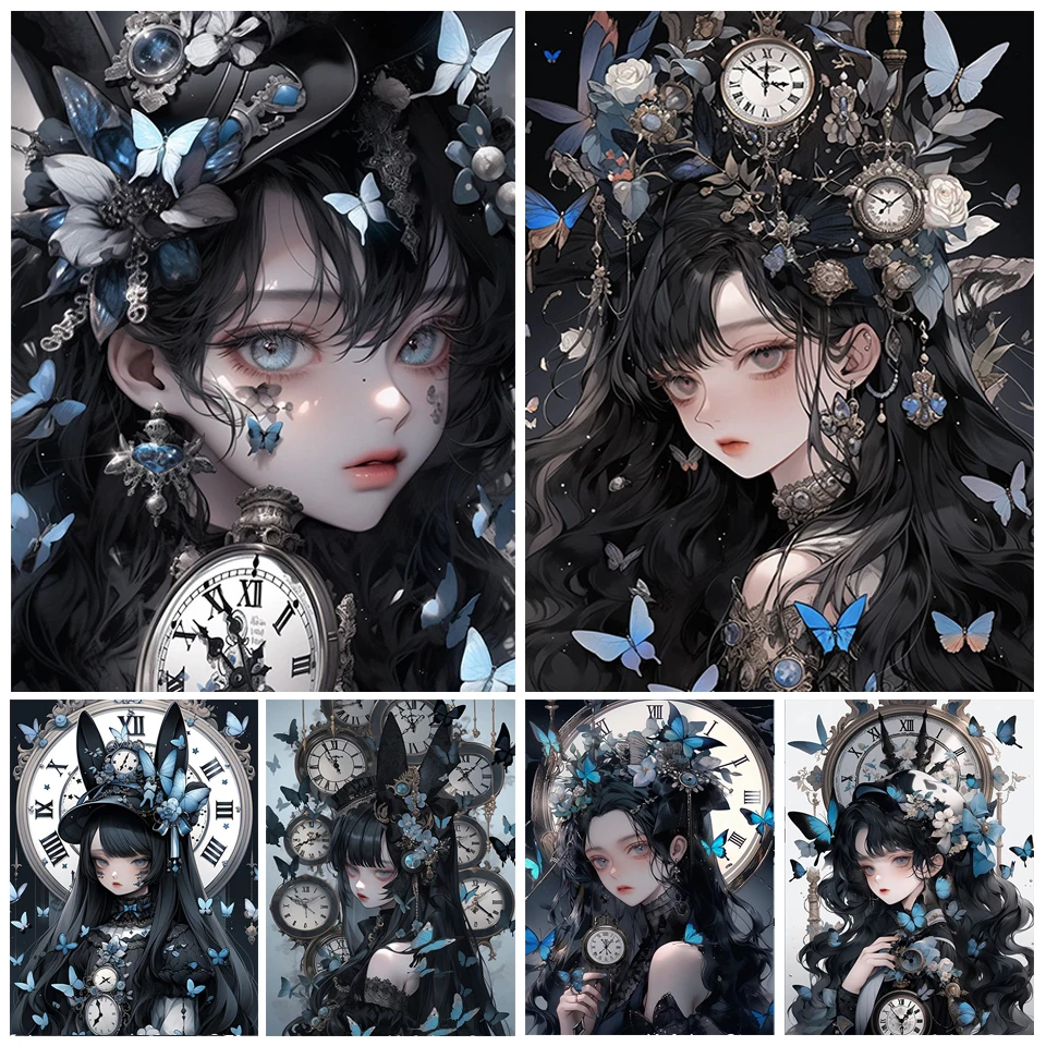 

Fantasy Black Cartoon Girl Diamond Painting New Full Square/Round Drill Diy Puzzle Mosaic Anime Portrait Kids Room Decor FF1425