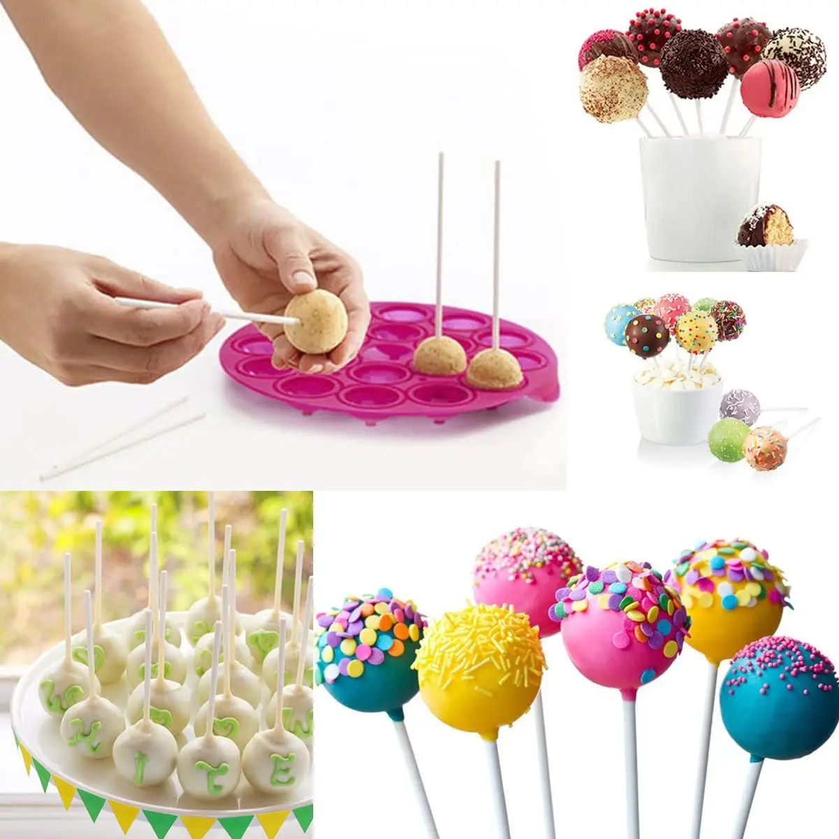 100Pcs Lollipop Treat Sticks Candy Colors Food Sucker Solid Paper Stick Chocolate Lollipop Sweet Candy Making Cake Decoration