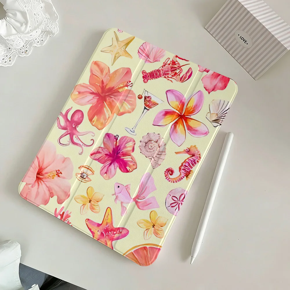 INS Flower Case For iPad 10.2（2019/2020/2021）Air 2021 10th 2022 10.9 Pro 2022 12.9 inch（2018/2020/2021/2022）Pro 2024 11 13 inch