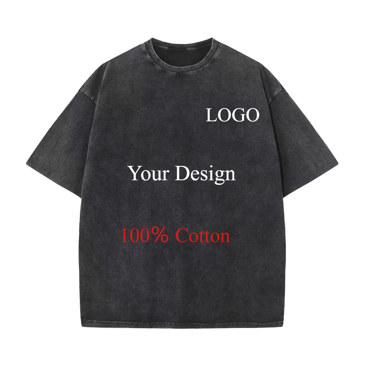 Custom Retro Washed Cotton Tee Oversized T-Shirt Retro Hip Hop Style Streetwear 100% Cotton Personalized Design Men Clothing