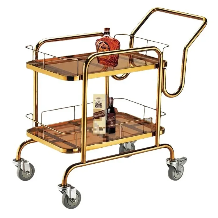 Stainless steel KTV hotel service cake hand push tea, European mobile wine cart