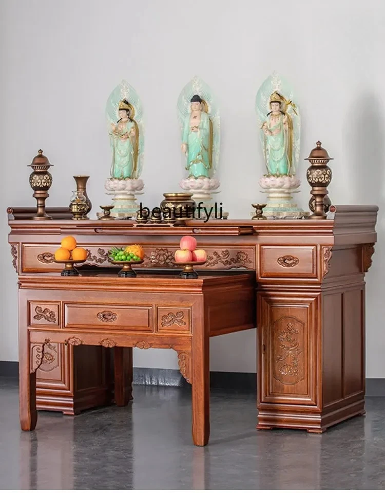 

God of Wealth Table Incense Table, Shentai Economic Type, New Chinese-style Rural Zhongtang Solid Wood Buddhist Table