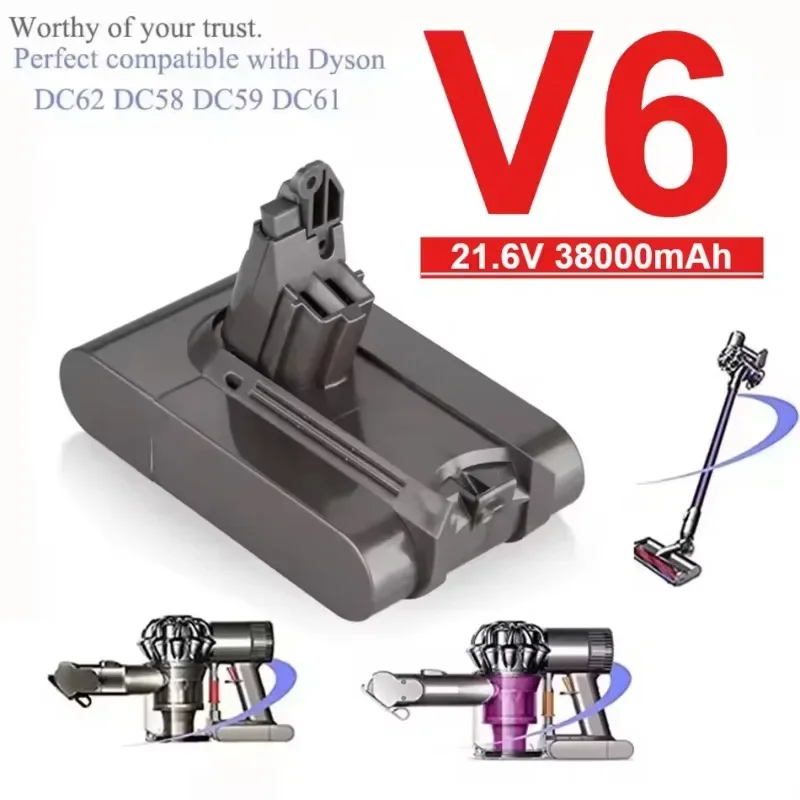 

New style# for Dyson V6 original 21.6V 38000mAh lithium battery DC58 DC59 DC62 DC74 SV09 SV07 SV03 965874-02 suction battery L30