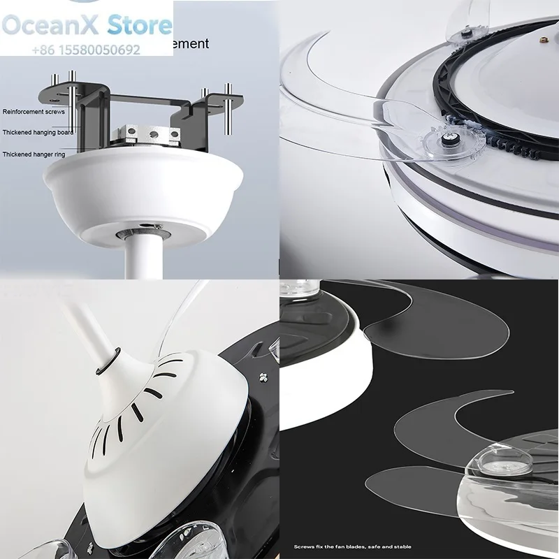 Hot Selling Modern Indoor 42 Inch Retractable Ceiling Fan with Light, ABS Blades, Dimmable Eye-Care LED