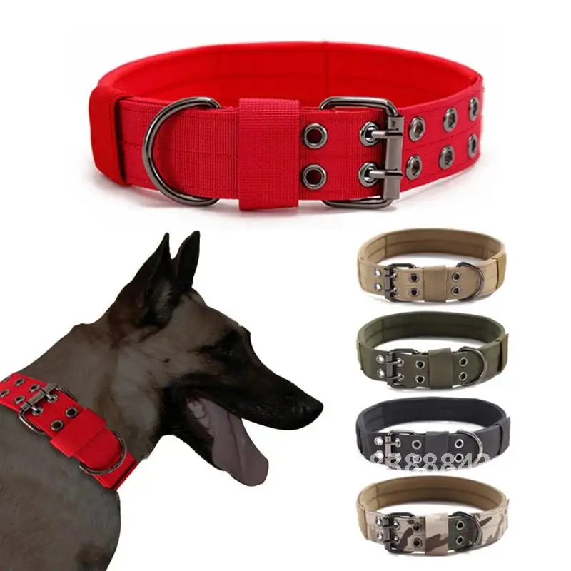 Red K9 MOLLE Military Tactical Dog Collar Durable Nylon Adjustable Outdoor Training Pet Small Large Dog Collar German Shepard