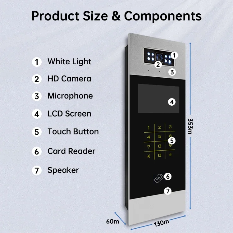 Unit Villa Elevator District Ip Video Door Phone Intercom Kit System Outdoor Station with Power Supply for Access Control System