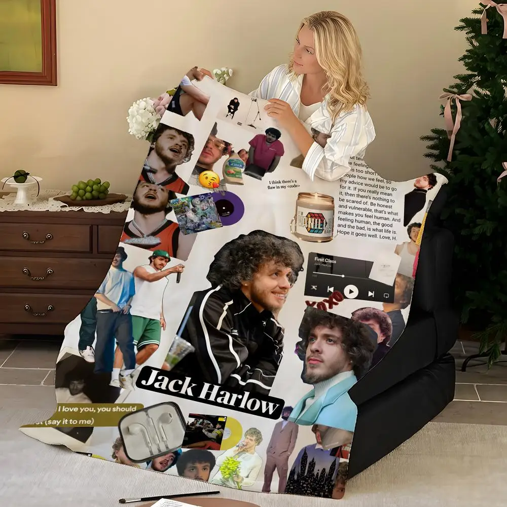 Music J-Jack H-Harlow Throw Flannel Blanket, Soft Warm, Durable & Washable cute Cool