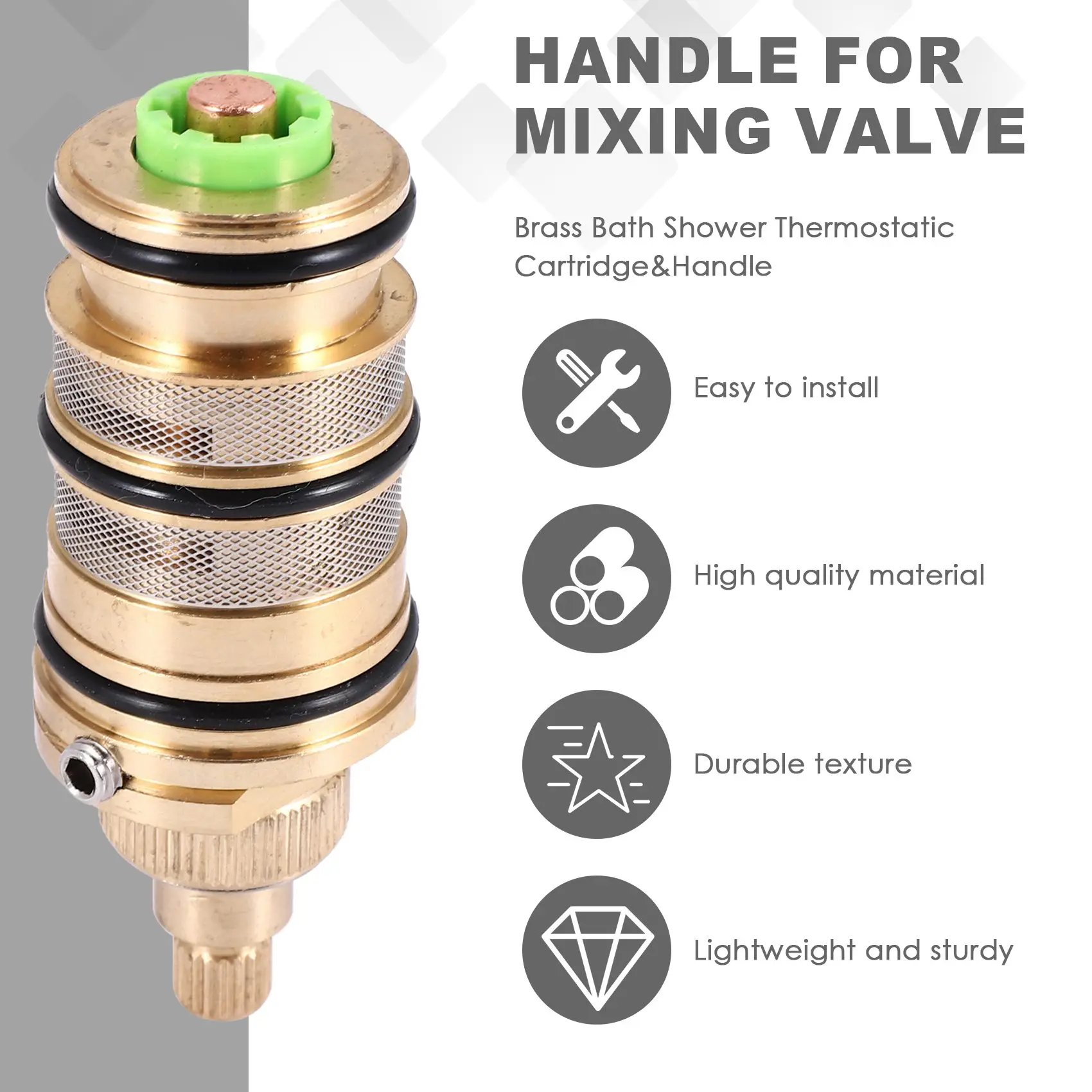 

-A12R Brass Bath Shower Thermostatic Cartridge&Handle For Mixing Valve Mixer Shower Bar Mixer Tap Shower Mixing Valve Cartridge