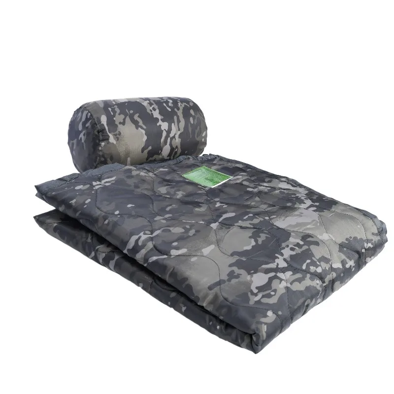 82x58 Inch Tactical Army Poncho Liner Camouflage Water Repellent Woobie Quilted Blanket Suitable for Camping, Shooting, Hunting