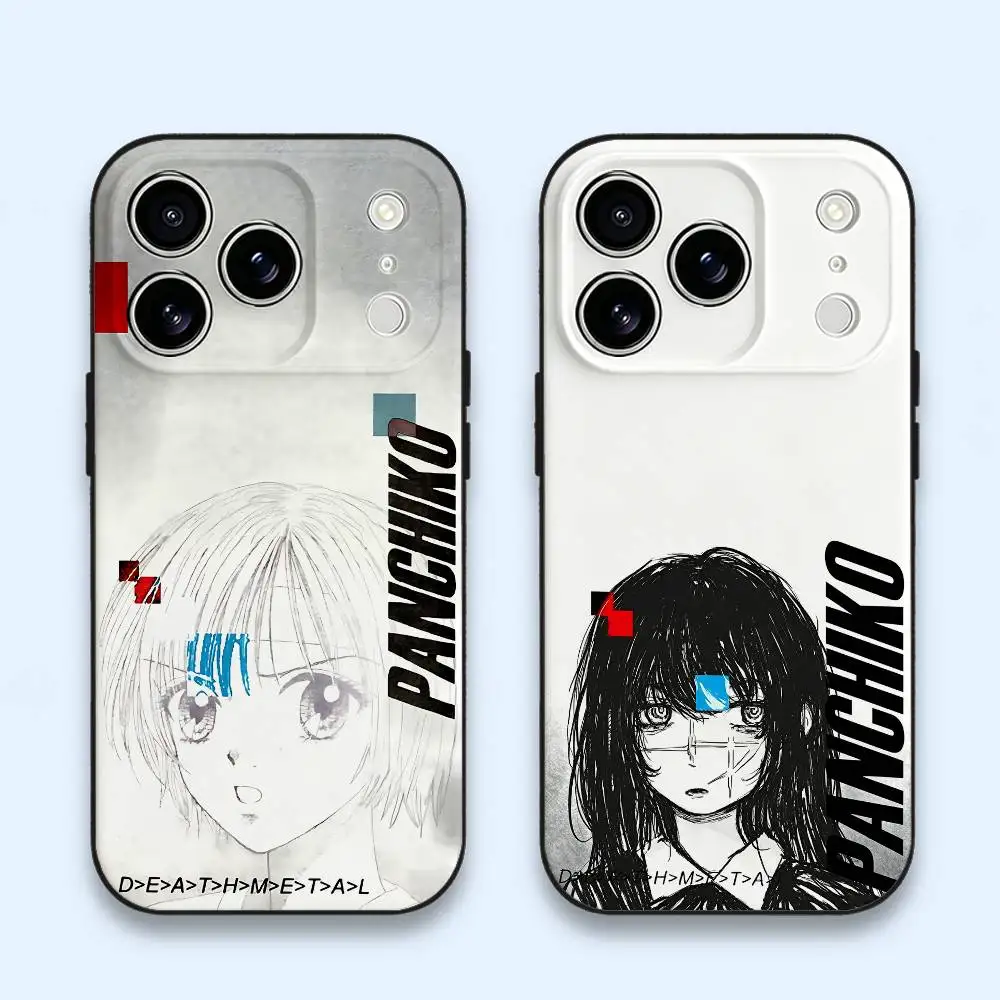 P-Panchiko DEATHMETAL Schwarze Weiche Hülle für iPhone 17 16 15 14 13 12 11 Pro Max Plus E SE4 Mini Silikon-Handyhülle