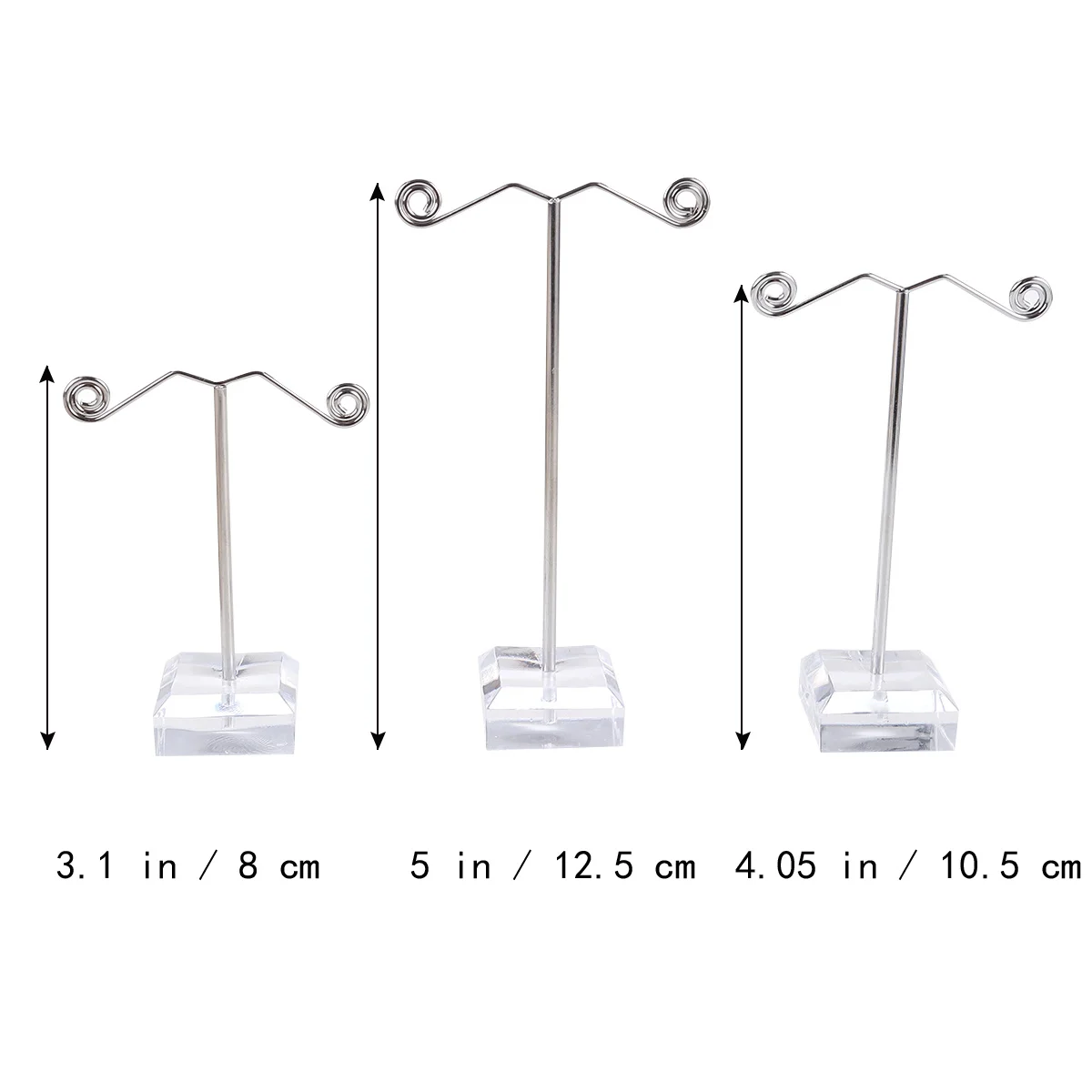 6 pcs 3 Sizes Mini T Shape Earring Display Stand Black Transparent Acrylic Metal Stoving Varnish Jewelry Storage Rack For