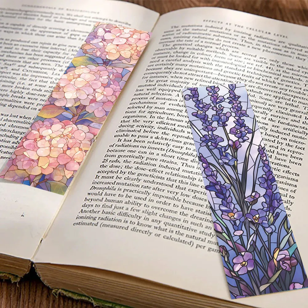 30Pcs Glass Floral Stained Bookmarks Reading Pages Books Tagged Students Stationary Supplies DIY Creative Aesthetic Bookmark