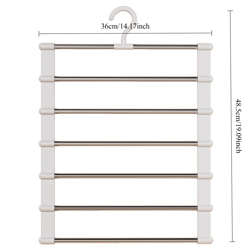 شماعة سراويل قابلة للطي متعددة الطبقات ومشابك غير قابلة للانزلاق ومنظم خزانة موفر للمساحة لتخزين السراويل ونظام تعليق قابل للطي #4