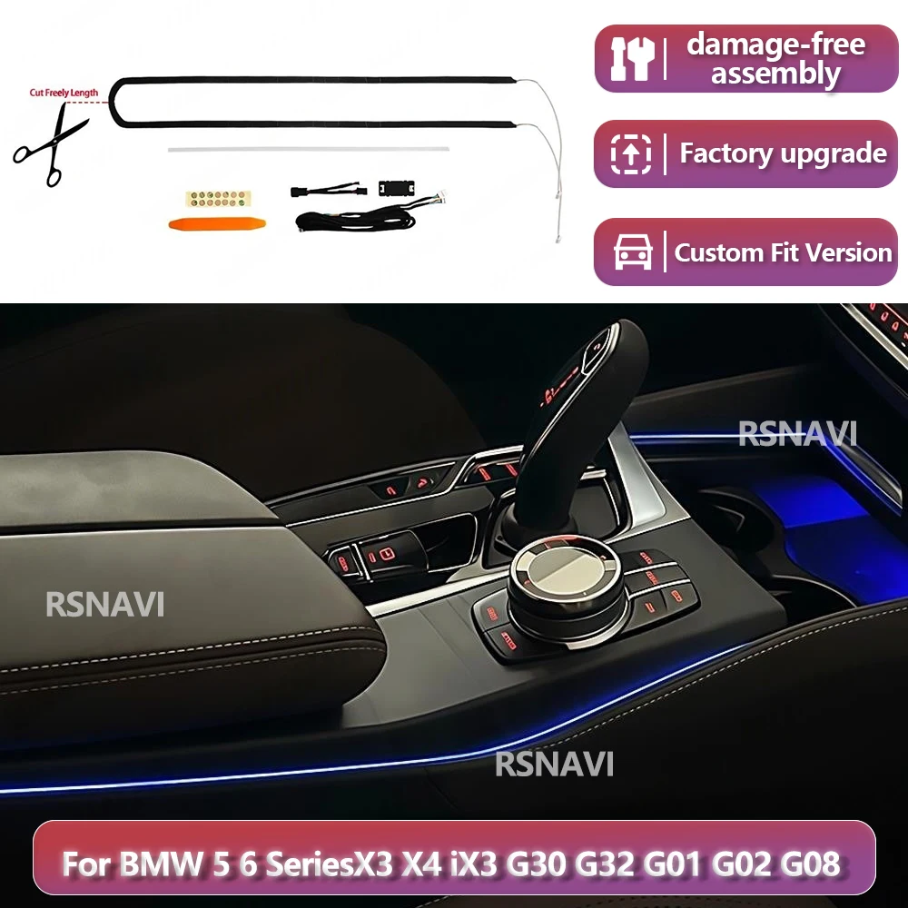 RSNAVI Factory settings For BMW 5/6Series X3 X4 iX3 G30 G31 G32 G01 G02 G08 2018-2026 Center Console Saddle Ambient Light
