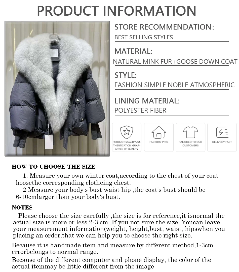 Goose Down Jacket With Natural Fur Real Fox Fur Collar Short Puffer Jacket Women Luxury Warm Winter Down Coats