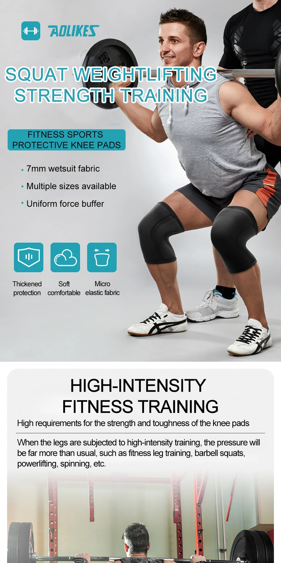 Ginocchiera per Squat, Sollevamento Pesi, Powerlifting, Leg Ginocchiera per Squat, Sollevamento Pesi, Powerlifting, Leg