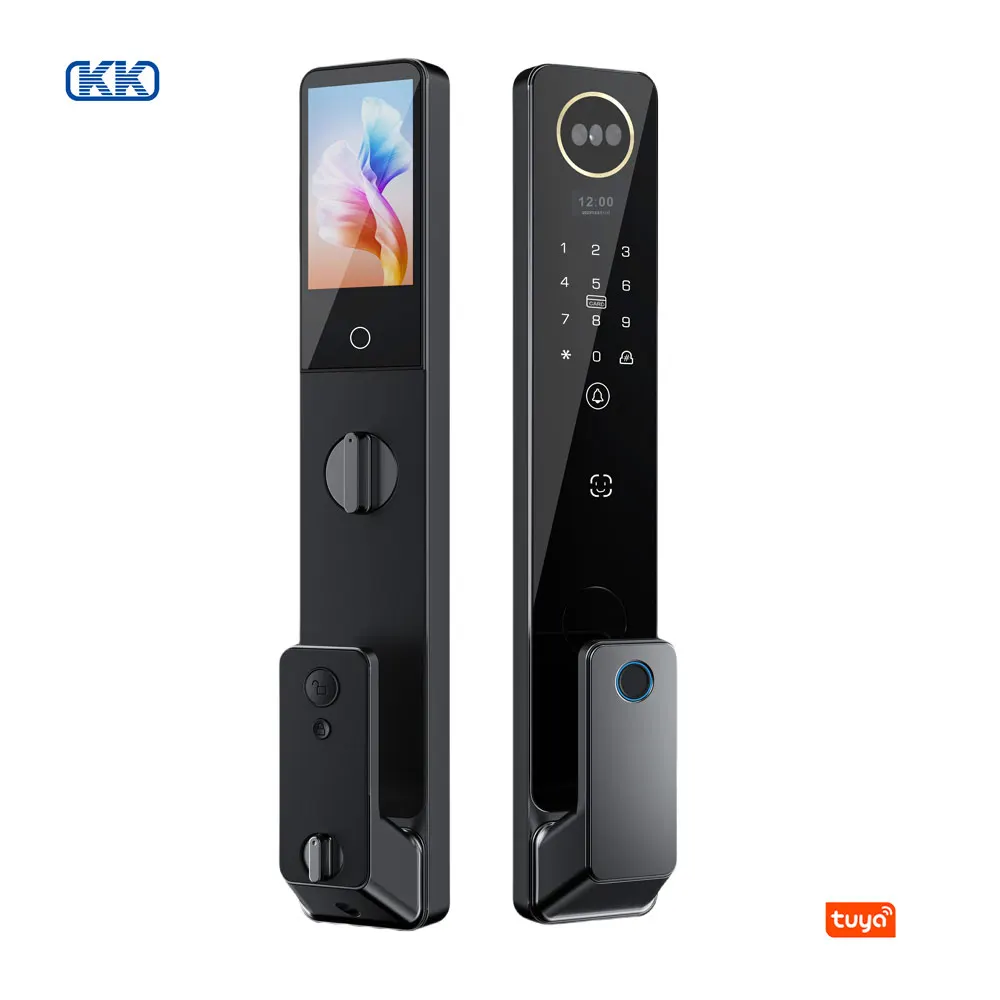 Security Smart Fingerprint Deadbolt Lock Intelligent Digital Keypad Wood Front Door Home Use Automatic Secure AI Smart Lock