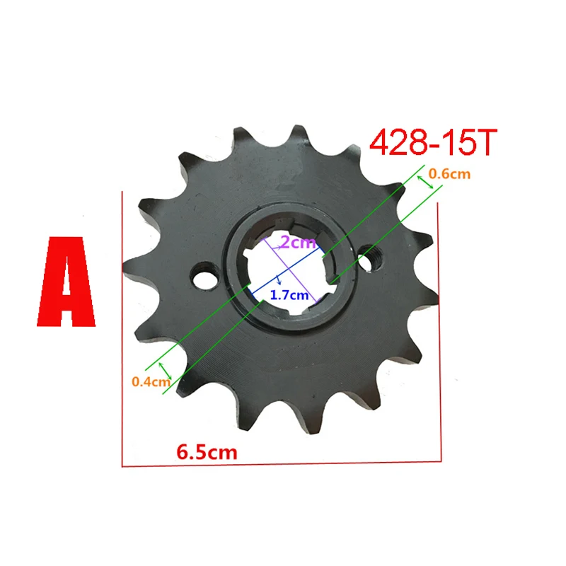 Motorcycle Front Sprocket for Honda Haojue Lifan Dayang Zongshen CG125 GN125H HJ125 EN125 428-15 Teeth Engine Power Output Gear